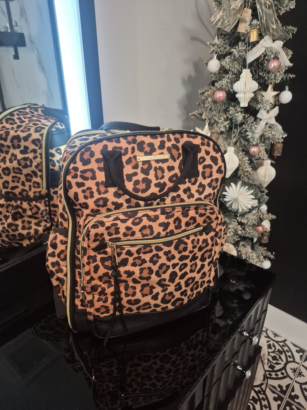 Poppy & Peonies Leopard Print Backpack